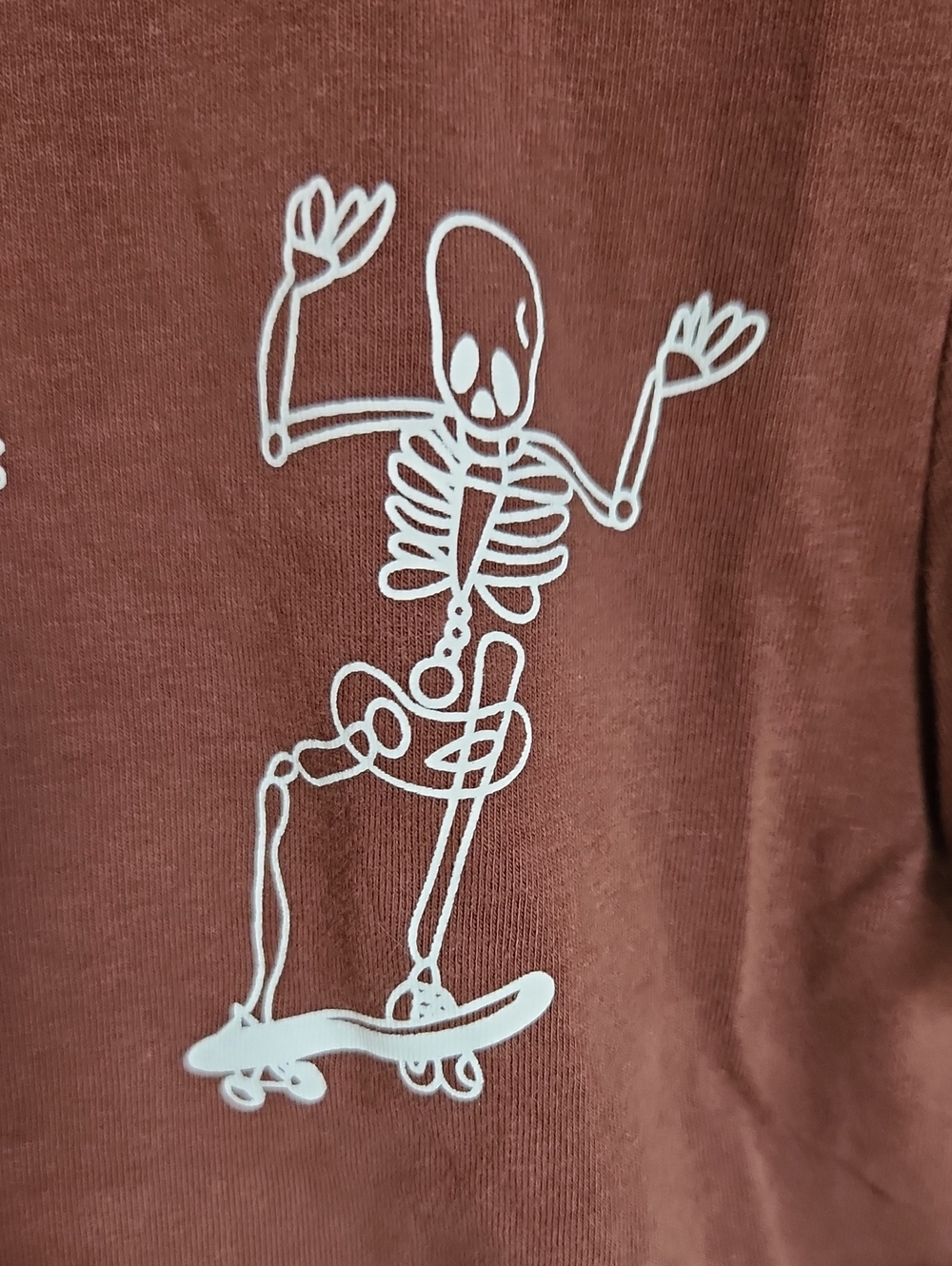 SHEIN Brown Cropped Tee with White Skeleton Skate Graphic - Picture 6 of 6